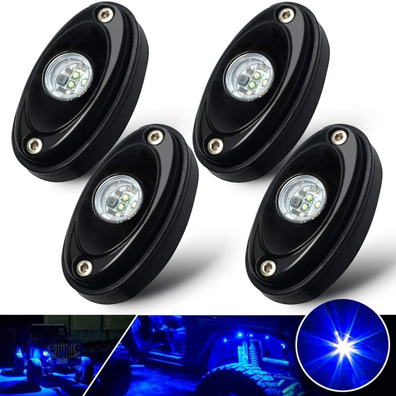 BukNikis مجموعة أضواء LED صخرية 4 بودات أضواء نيون زرقاء لسيارة جيب UTV ATV SUV على الطرق الوعرة قارب تحت اللمعان إضاءة سرير الشاحنة مقاومة للماء - Image 1